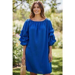 ESY STUDIO Blue Tiered Sleeve Peasant Style Dress Ladies XLarge Pockets